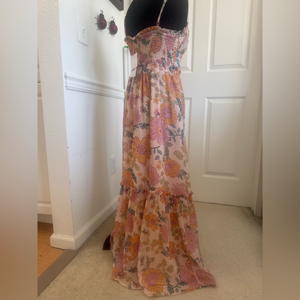 Patrons of Peace Pink and Orange  Floral Maxi Dress - Picture 2 of 8